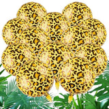12 Pcs 18 Inch Leopard Print Aluminum Foil Balloons - Animal Print Balloons For Zoo Themed Jungle Safari Themed Birthday Decorations