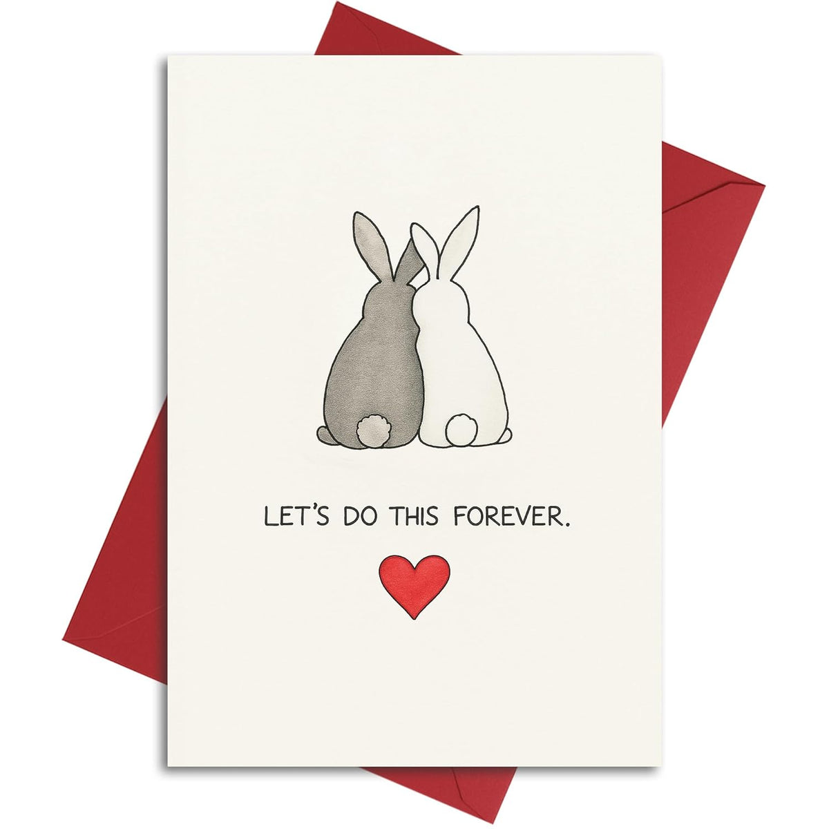 Romantic Valentines Day Card With Envelopes - Sweetest Day Cards For Him And Her - Anniversary Card For Husband, Wife, Fiance, Boyfriend, Girlfriend - Bunny Birthday Card Gift 5X7 Inch