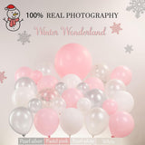 Pink And Silver Winter Balloon Garland Arch Kit 130Pcs With Snowflake Star Mylar Balloons For Girl 1St Birthday Party Pink Christmas Winter Wonderland Baby Shower Decorations
