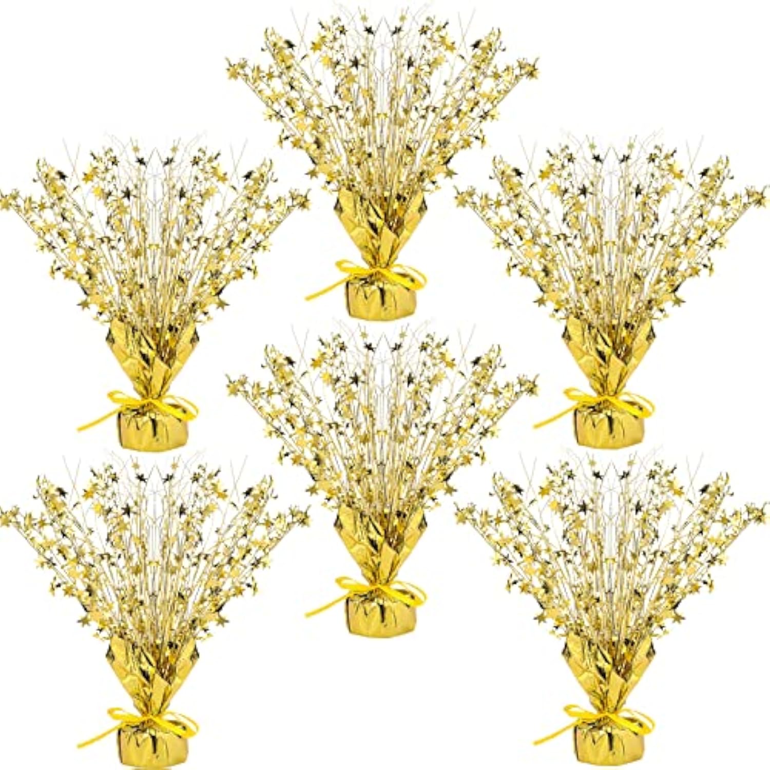 6Pc Metallic Foil Star Centerpieces Gold Table Decor Christmas New Year