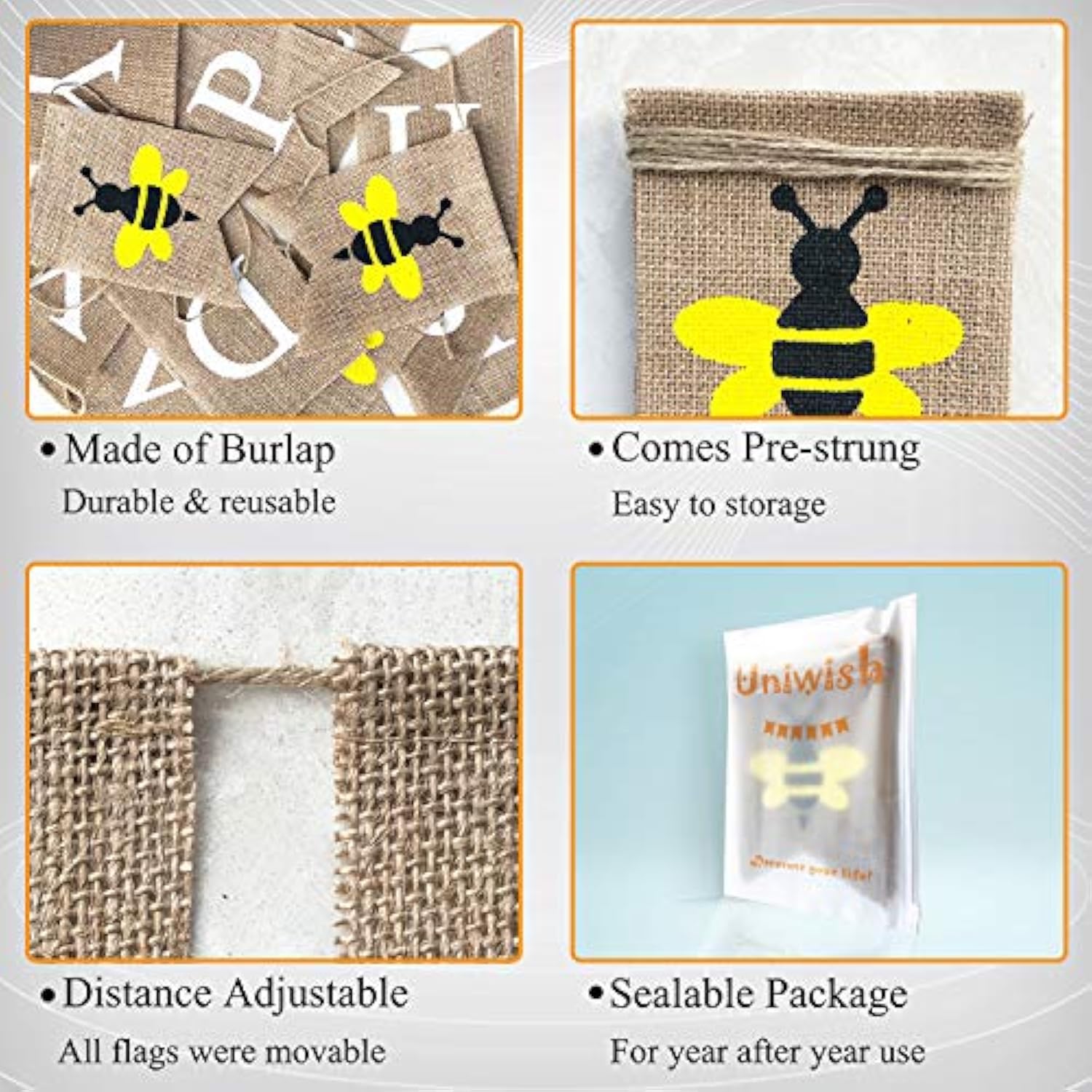 Happy Bee Day Burlap Banner Bumblebee Themed Baby Shower Birthday Party Decorations Rustic Gifts For Boys Girls