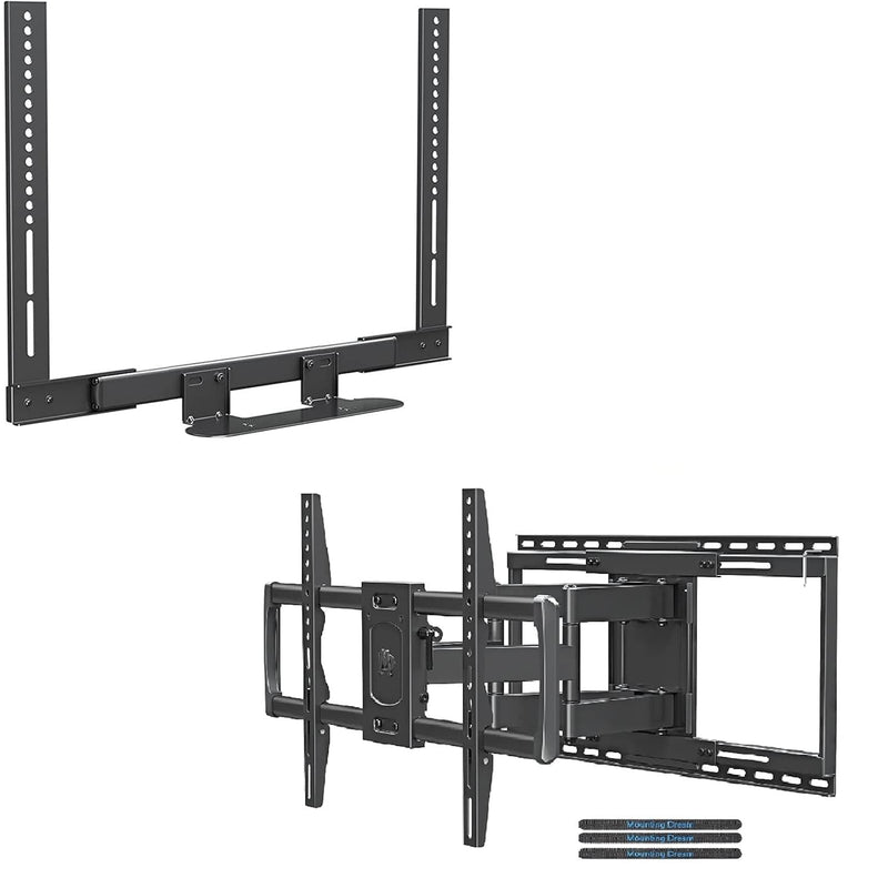 Mounting Dream Full Motion TV Wall Mount and Soundbar Bracket Bundle, TV Wall