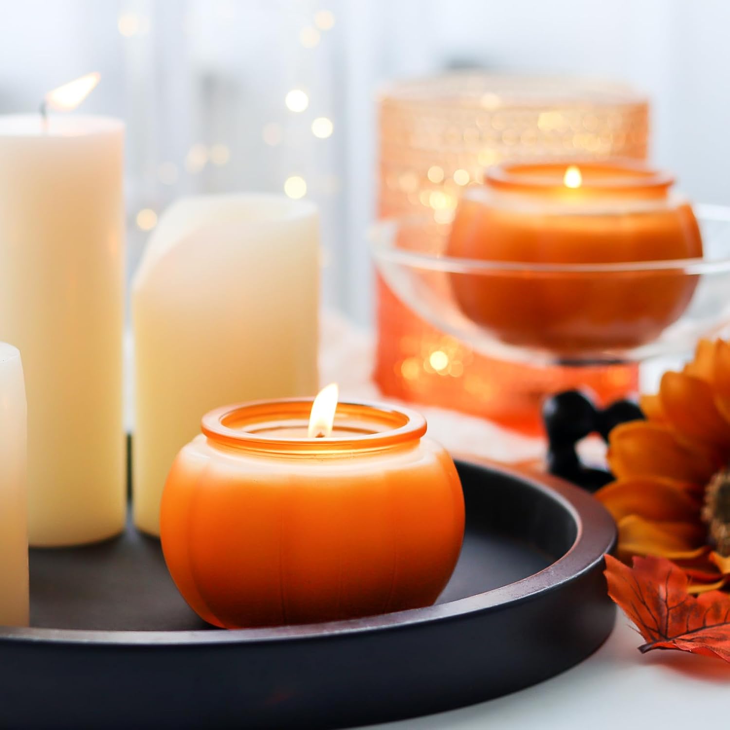 Pumpkin Scented Candle 2Pcs Fall Candle For Table Décor And Thanksgiving Gift 5Oz