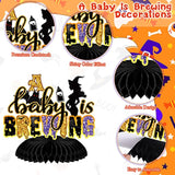12 Pieces Halloween Baby Shower Decorations A Baby Is Brewing Honeycomb Table Centerpieces For Halloween Gender Reveal Party Favor Supplies(Purple,Fashion)