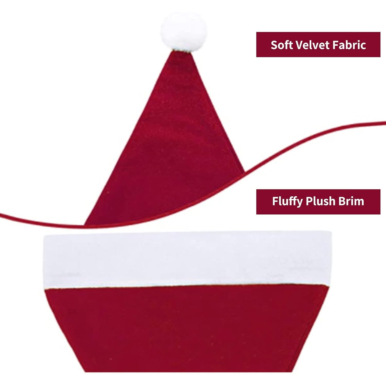 Unisex Adults Kids Velvet Comfort Wine Red Santa Hat For Christmas New Year Festive Holiday Party Supplies