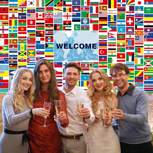 World Flags Banner Decorations - 230 Country Flags, Olympic Party Welcome Backdrop, Multicultural Door Decor