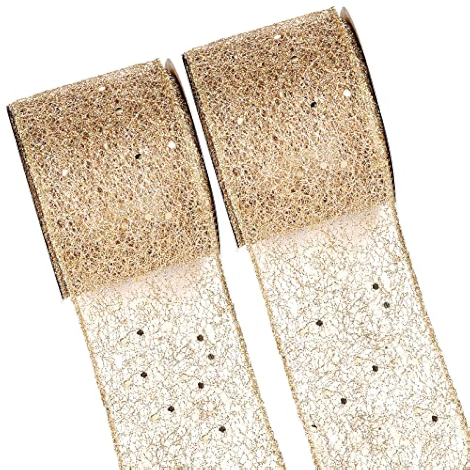 2 Rolls 20 Yards Metallic Wired Ribbon For Crafts Christmas Tree Ribbo