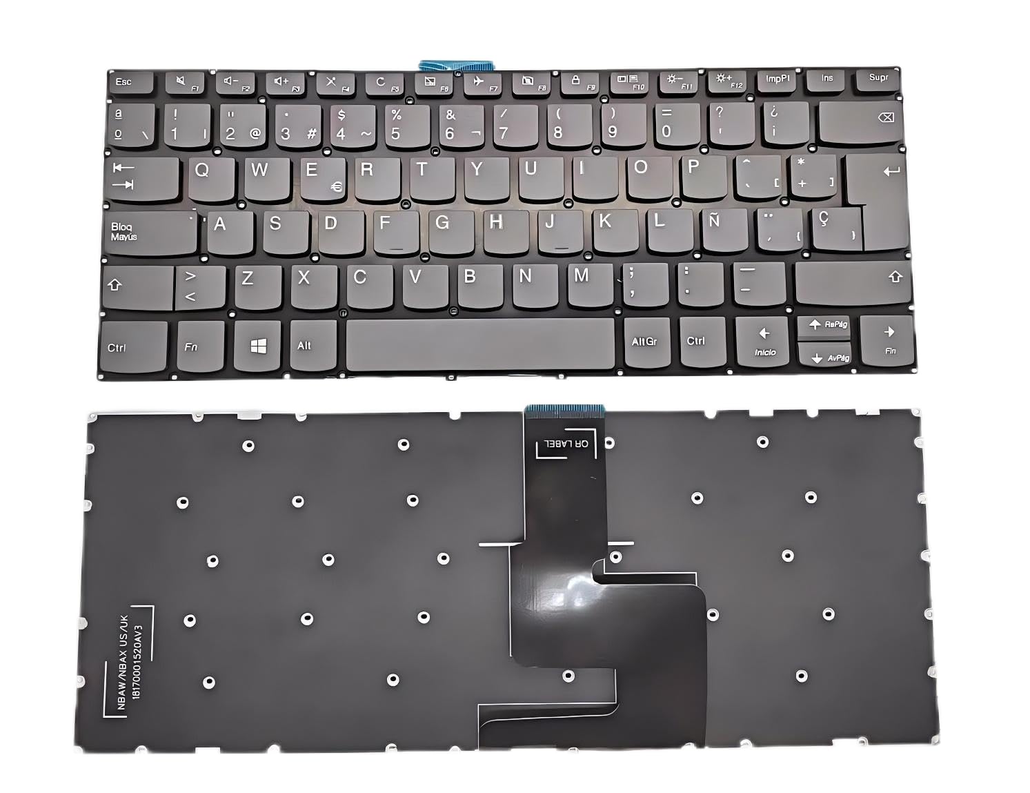 Laptop Replacement Latin Spanish Layout (Español Teclado) For Lenovo V130-14Igm V130-14Ikb V330-14Arr V330-14Ikb V330-14Isk,Ideapad 3-14Iil05 3-14Itl05 3-14Iml05 3-14Ada05 Grey Laptop Keyboard
