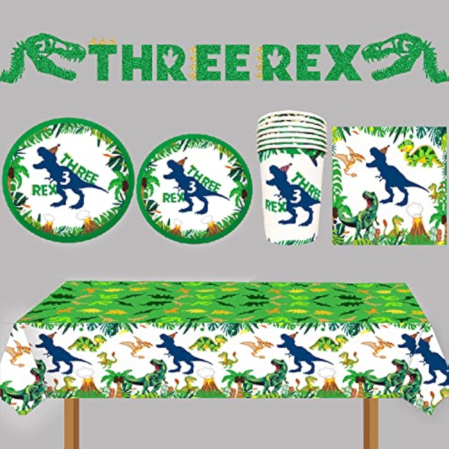 3Pcs Dinosaur Party Tablecloth Dinosaur Birthday Table Cover T-Rex Dinosaur Party Supplies Decorations Dino 1St 2Nd 3Rd 10Th Birthday Table Cloth For Boys-86.6 * 51.2In