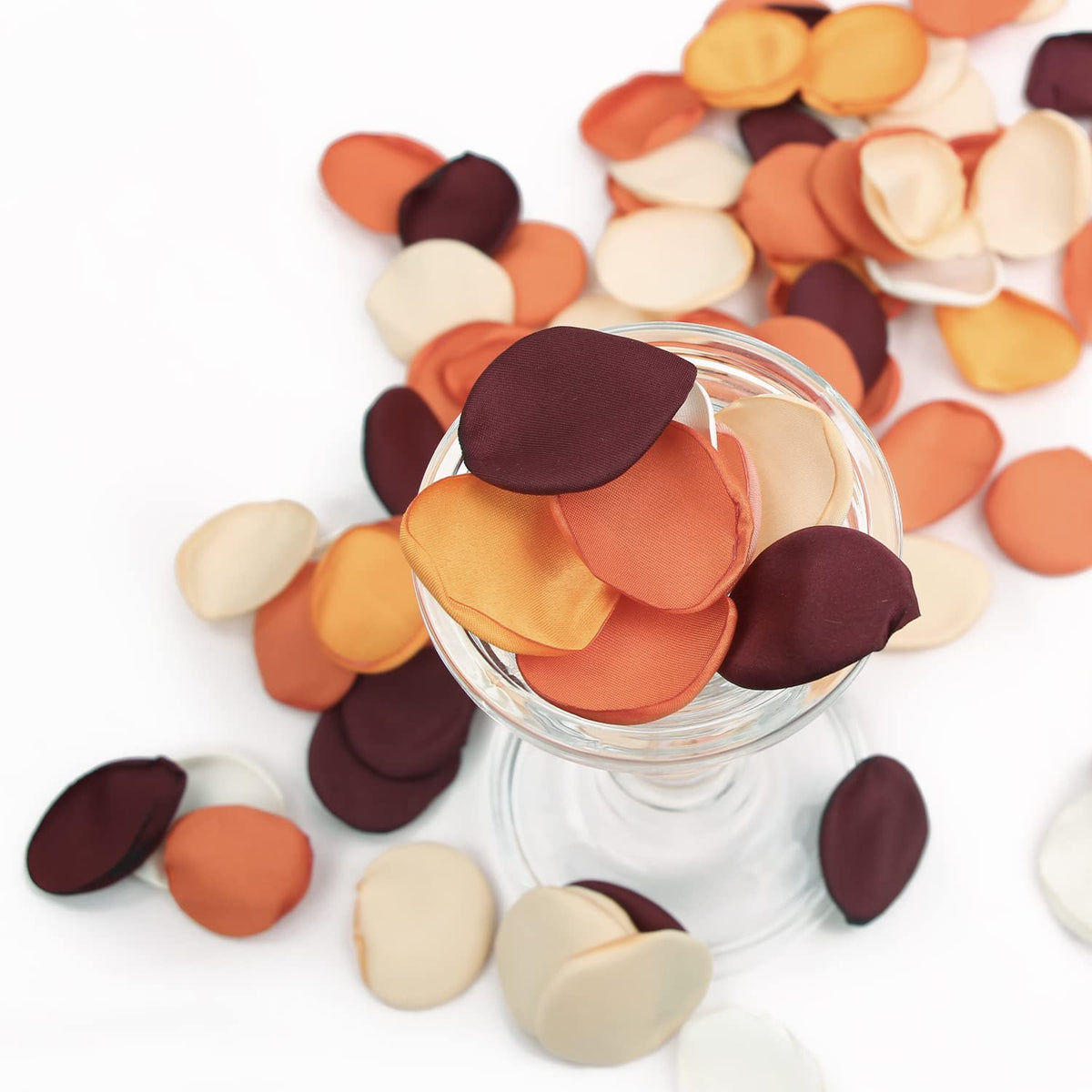 400Pcs Silk Rose Petals Burnt Orange Fall Wedding Decor Fall Flowers Artificial Rose Petals Flower Petals Peddles Rose Petals For Wedding Flower Girl Petals Cake Decoration
