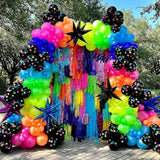 175Pcs Neon Balloons Arch Garland Kit, Glow In The Dark Balloons (Rainbow Star Dot) For Back To 80S 90S Disco Birthday Party Decorations, Fiesta, Let'S Glow Party, Rock Roll Party Supplies