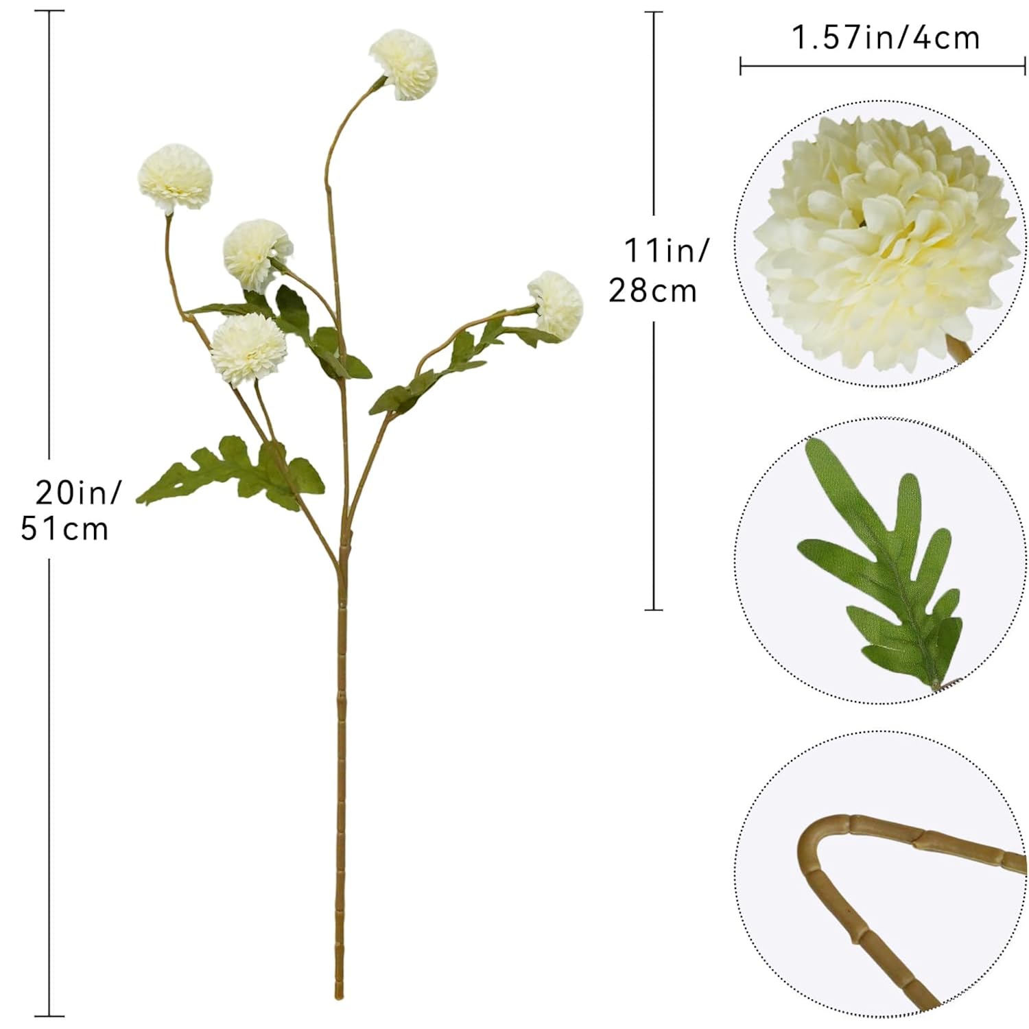10Pcs Ivory Silk Fake Flowers Mini Chrysanthemum Flower Stems Bulk Vase Filler Floral Arrangement Supplies For Home Decor Diy Wedding Centerpieces