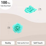 100 Pcs 2 Inch Artificial Flowers Faux Foam Fake Rose Head Bulk For Home Decor Wedding Decoration Bridal Shower Wall Table Centerpiece Arrangement Diy Craft (Teal Green)
