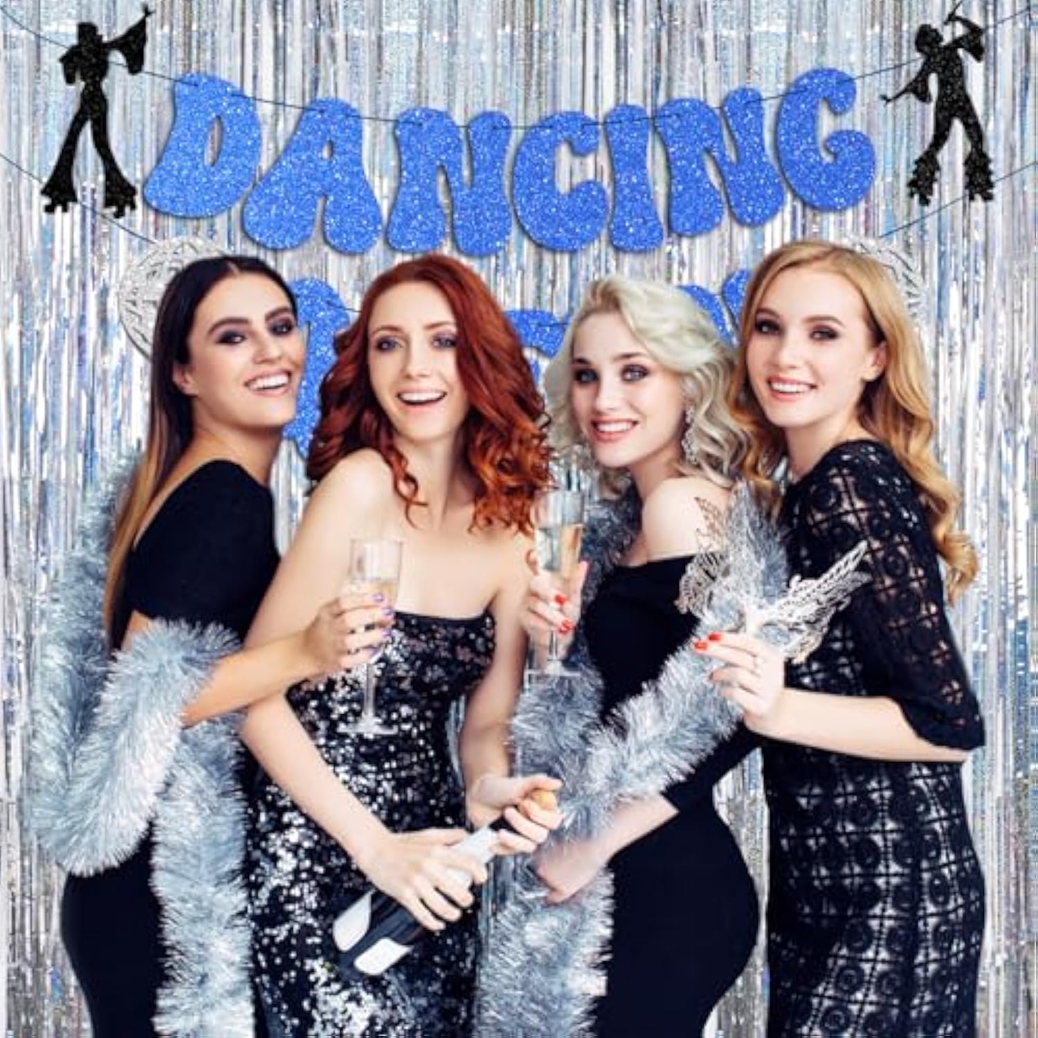 Glitter Dancing Queen Party Decor Disco Ball Banner for Mamma Mia/Bachelorette