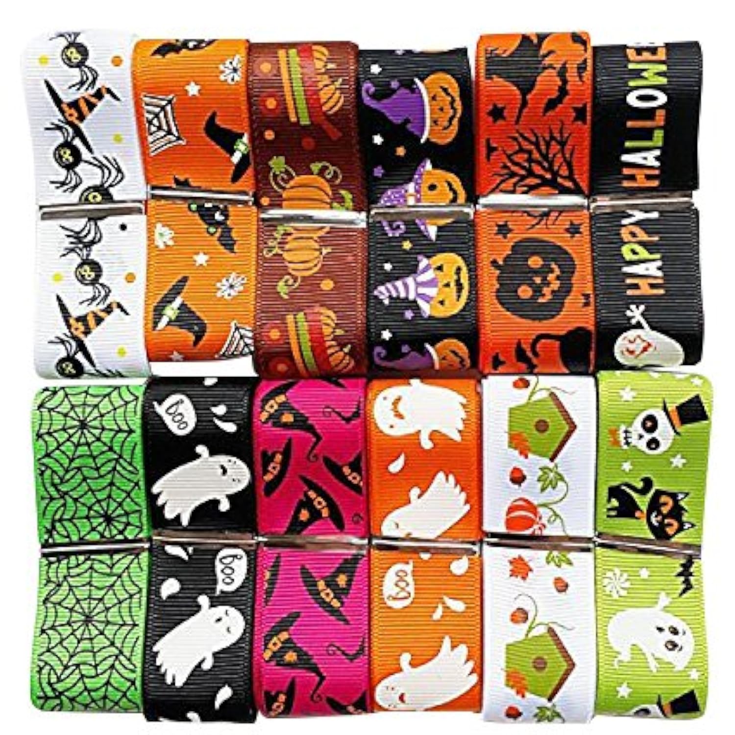 12 Yards 1" 25Mm Halloween Grosgrain Ribbon Assorted Wizard Pumpkin La