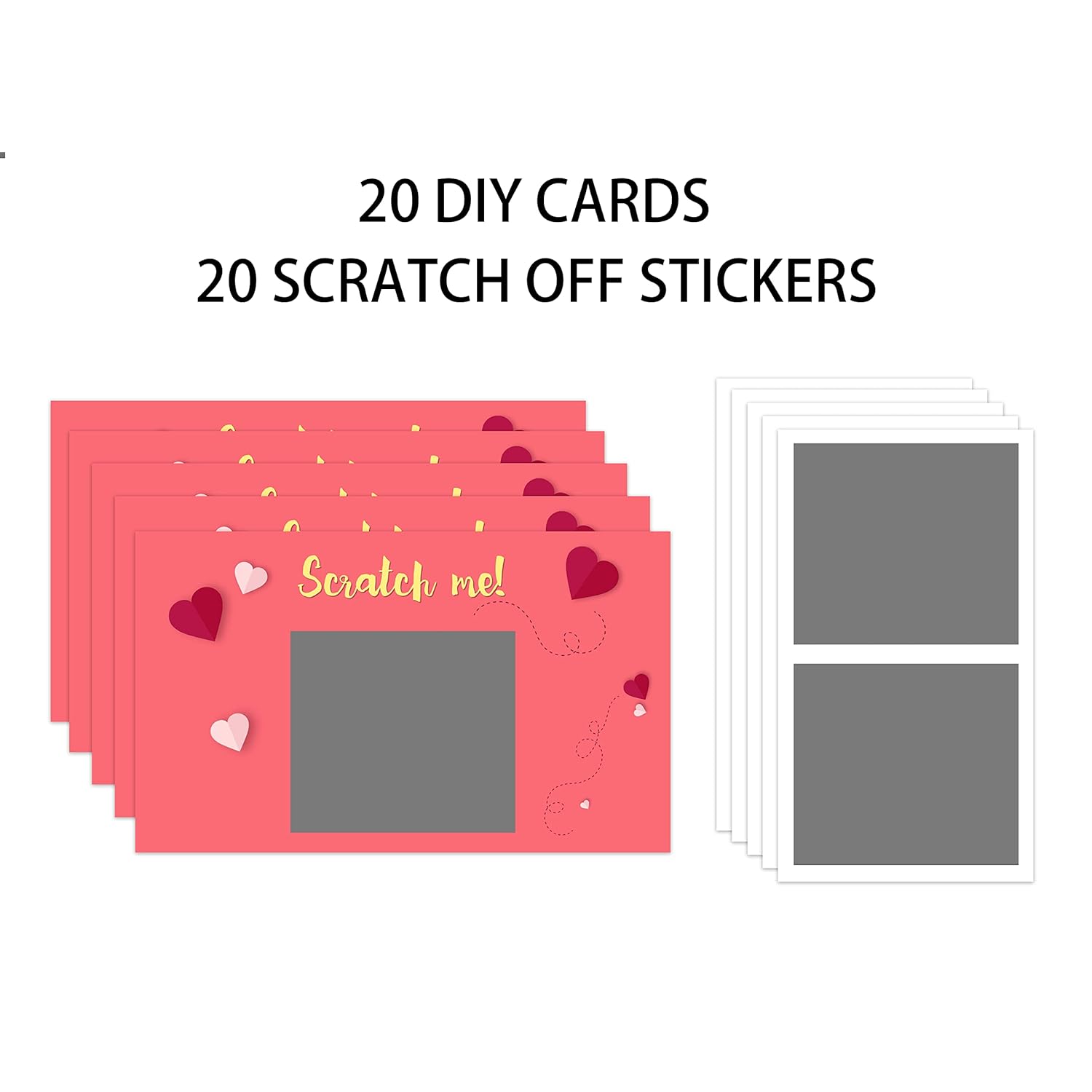 Scratch Valentines Day Card, Love Coupons, Love Note Scratch Off Cards, 20 Pieces Valentine'S Day Anniversary Greeting Card, Diy Valentines, Romantic Gifts For Husband, Wife, Lovers, Kids(A10)