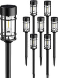 8 Pack 21 Inch Solar Pathway Lights Metal Glass Waterproof Auto On Off Garden Lights