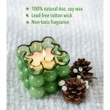 Non-Toxic Soy Candle In Decorative Bubble Glass — 6 Oz Modern Green Glass Candle With Winter Applewood Scent