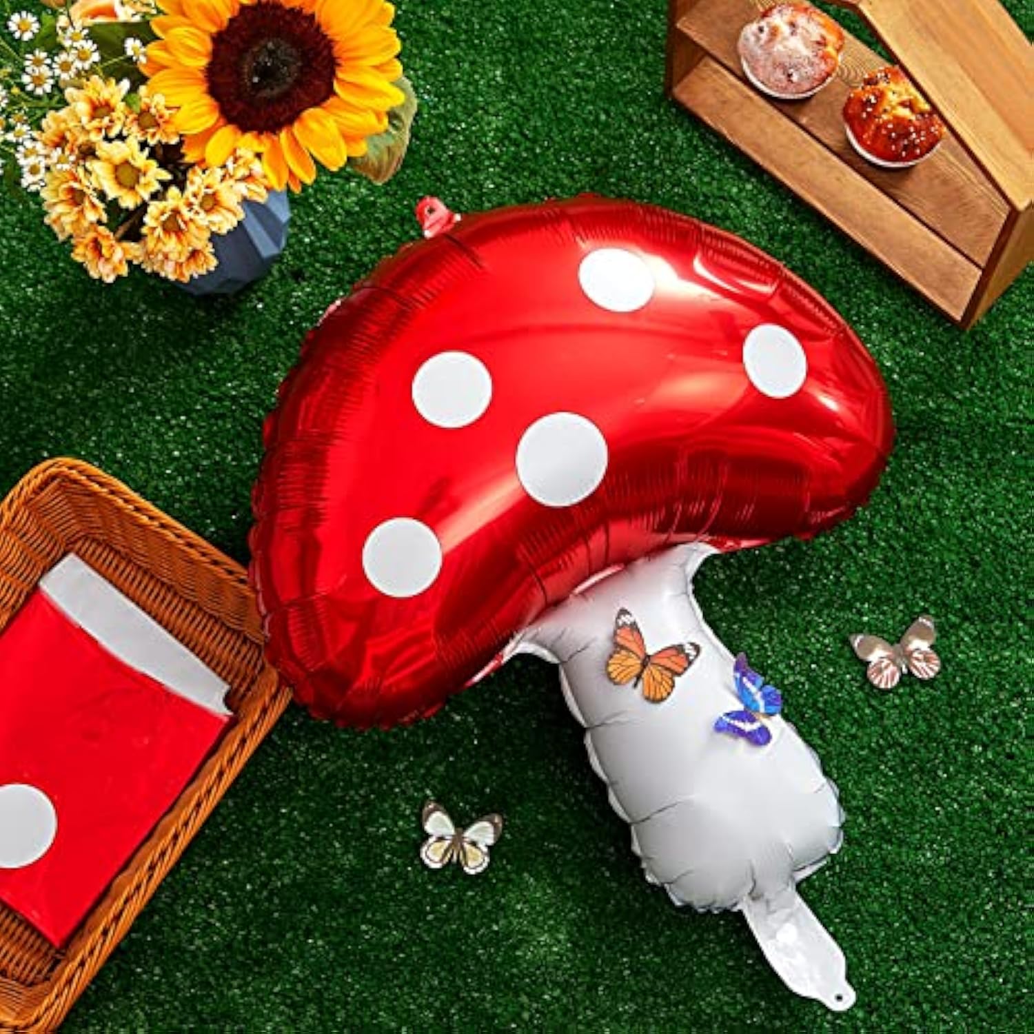 6 Pack Mushroom Foil Balloons – 31" Forest Theme Decor for Fairy Parties & Celebrations