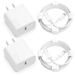 40W USB C Charger 2-Pack, 4-Port Fast Charging Block for iPhone & Tablets