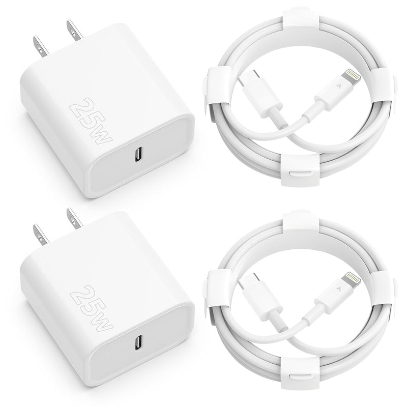 40W USB C Charger 2-Pack, 4-Port Fast Charging Block for iPhone & Tablets