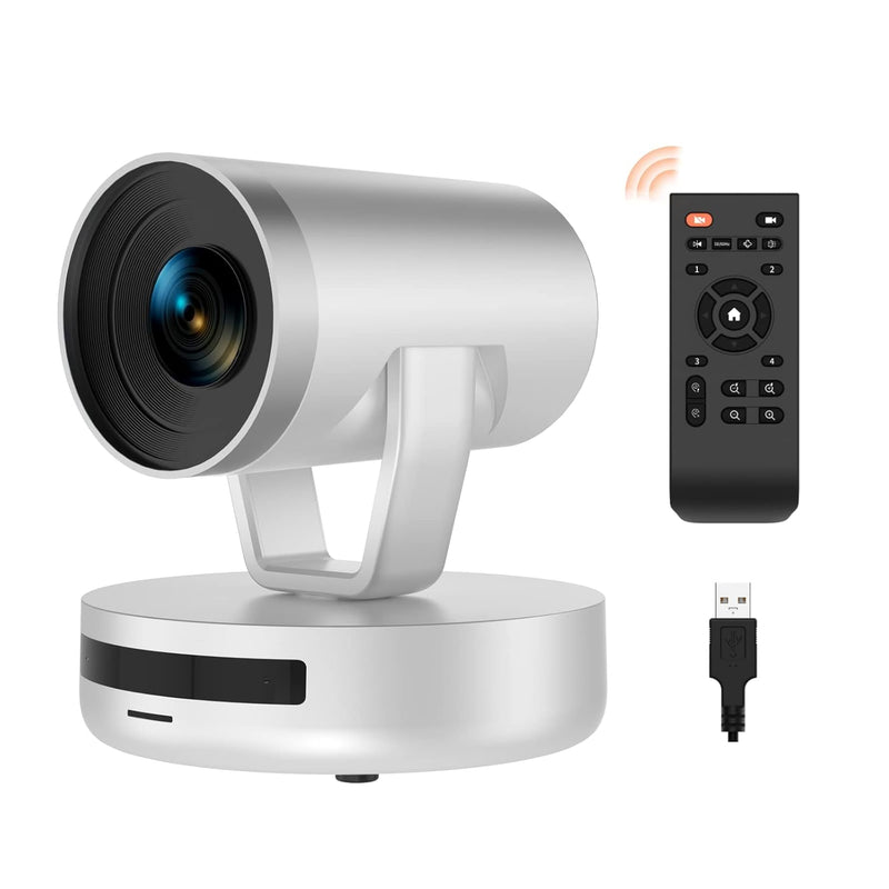 Ptz 1080P Webcam, Video Conference Fhd Camera With 2 Mics, 5X Optical Zoom And