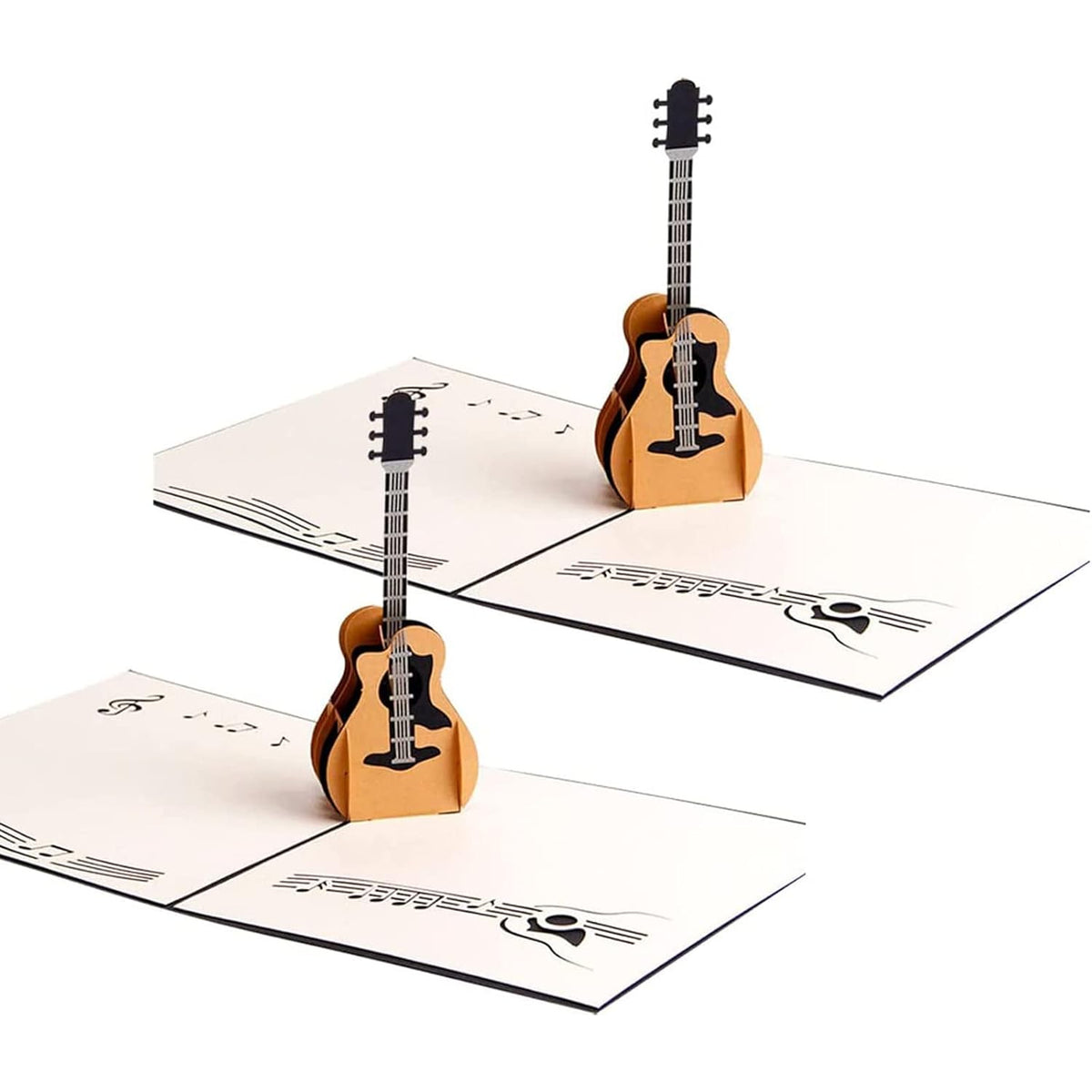 Guitar Pop up Cards Birthday,Valentines,Anniversary Thank You Card for Husband Daughter Wife, Laser Cut Gift Card with Envelopes all Occasions, 2PCS