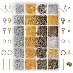 2880 Pcs Jewelry Making Findings Supplies Kit With Open Jump Rings, Lobster Clasps, Crimp Beads, Screw Eye Pins, Head Pins, Earing Hooks And Earing Backs
