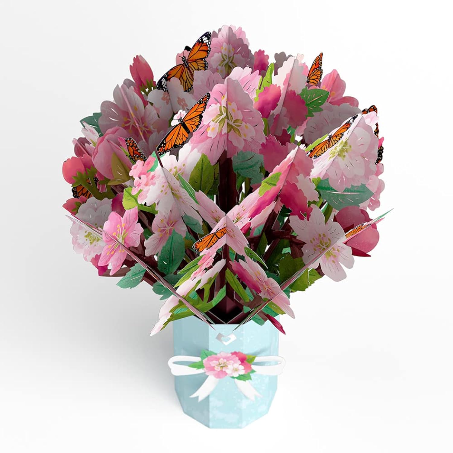 Everyday Cherry Blossom Butterfly Pop-Up Flower Bouquet For Her And Him - 3D Greeting Cards For Boys, Girls, Men, Women - 10.25" X 7.5" Bouquet - Blank Notecard & Envelope Included