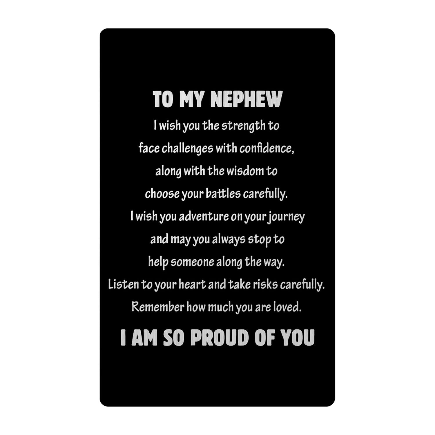 Aelciyue Nephew Gifts From Auntie - Valentines Day Gifts For Nephews Mothers Day Birthday Graduation Gift For Nephew Christmas Gift Valentines Fathers Days Keepsake Black Wallet Greeting Card