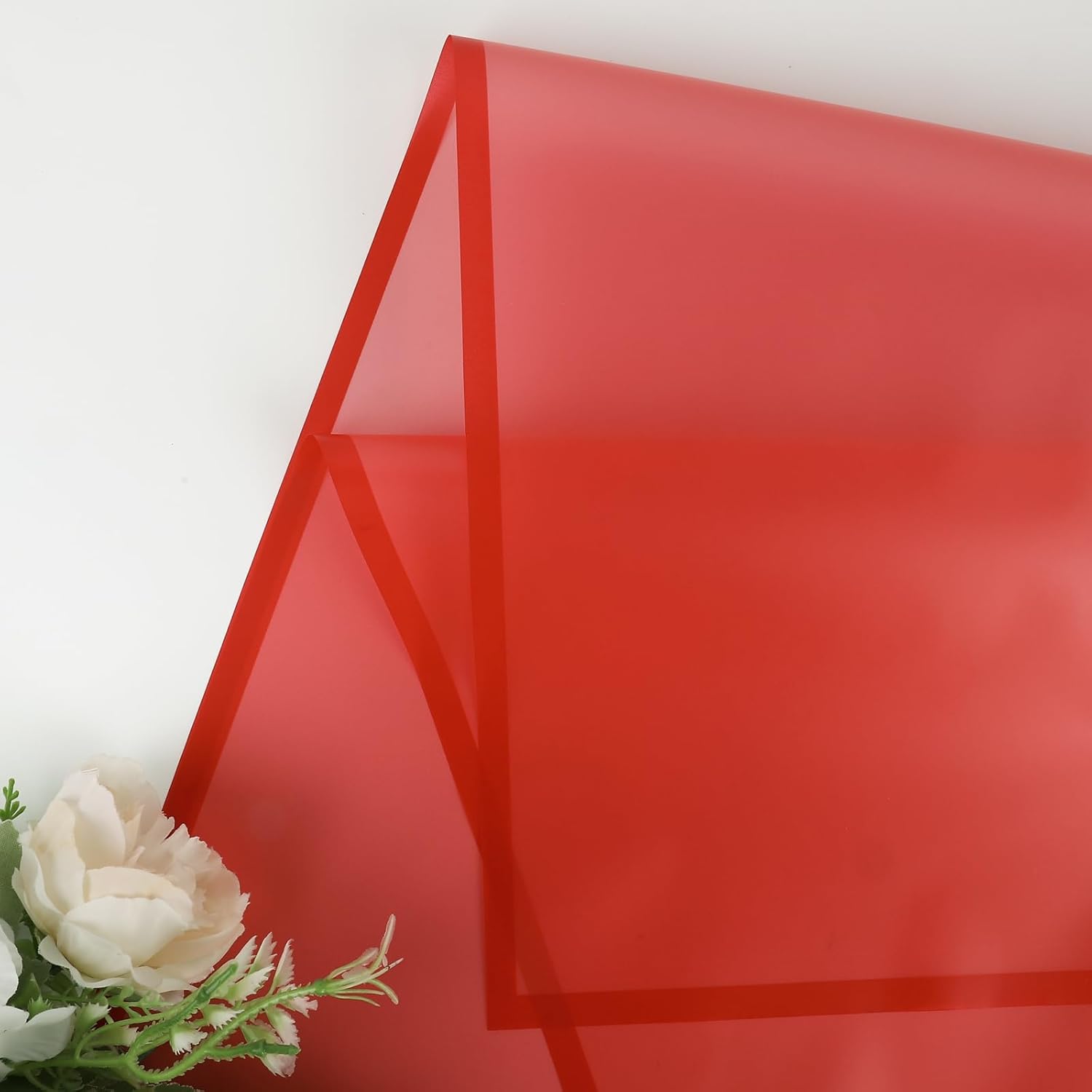 20 Sheets Flower Wrapping Paper - Waterproof Floral Bouquet Packaging Paper For Diy Crafts?Florist Supplies Packaging Paper For Wedding Birthday Gift (Translucent Red)