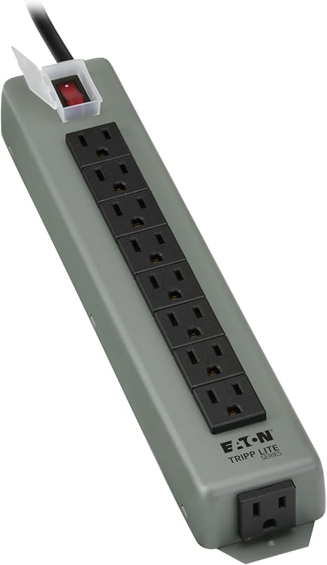 9 Outlet Heavy Duty Metal Power Strip 15 Ft Extension Cord Wall Mount Under Desk