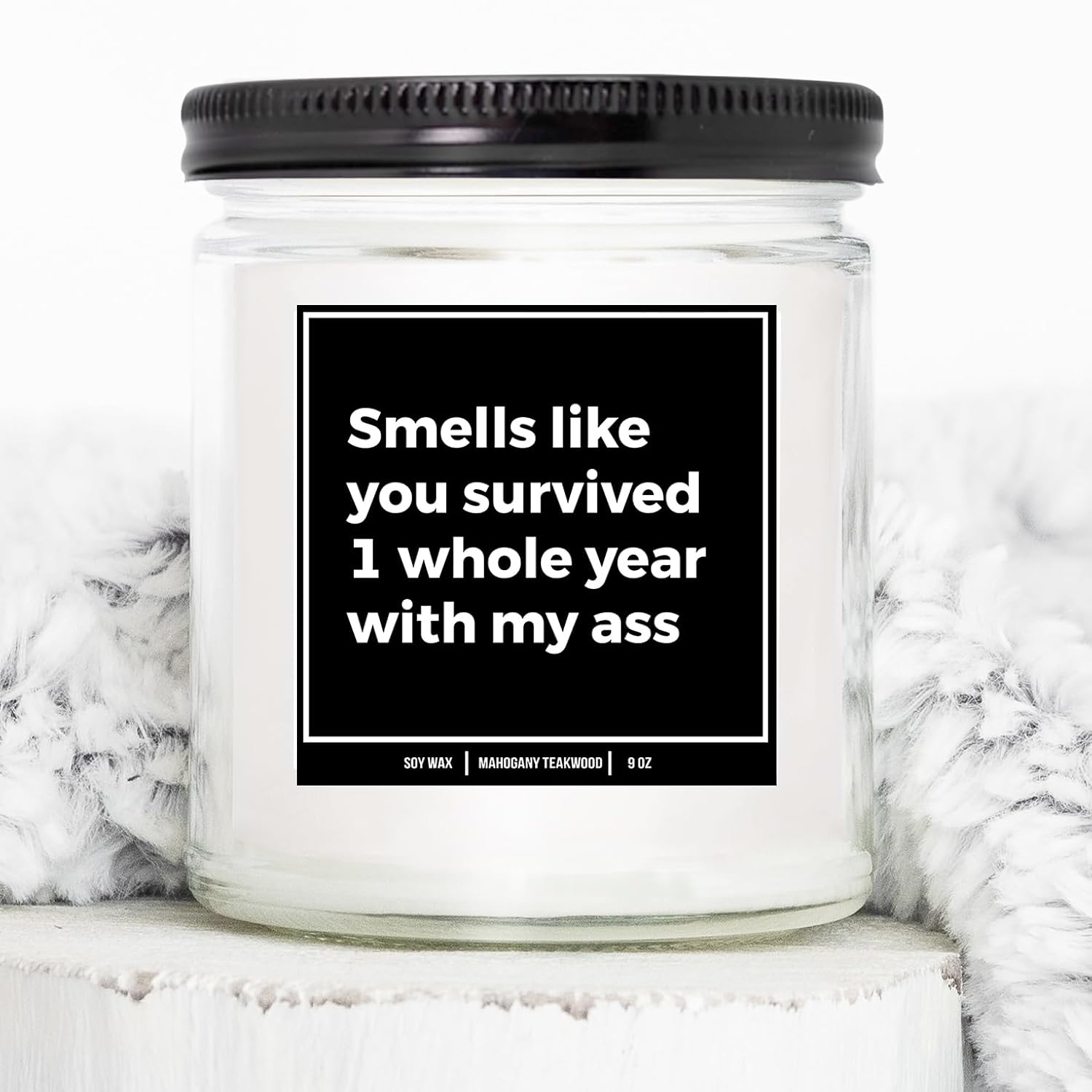 You Nique Designs 1St Wedding Gift Candle - One Year Candle - 1 Year Wedding Present For Wife, Husband, Couples - First Year Together Gift Ideas For Him, Her (Mahogany Teakwood)