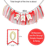 Christmas High Chair Banner - Red & Green, 1St Birthday Decoration For Girls, Tulle & Ribbon High Chair Decorations