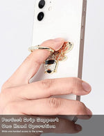 Bee Phone Ring Holder Kickstand with Crystal, Cute Grip for iPhone, Gold Black