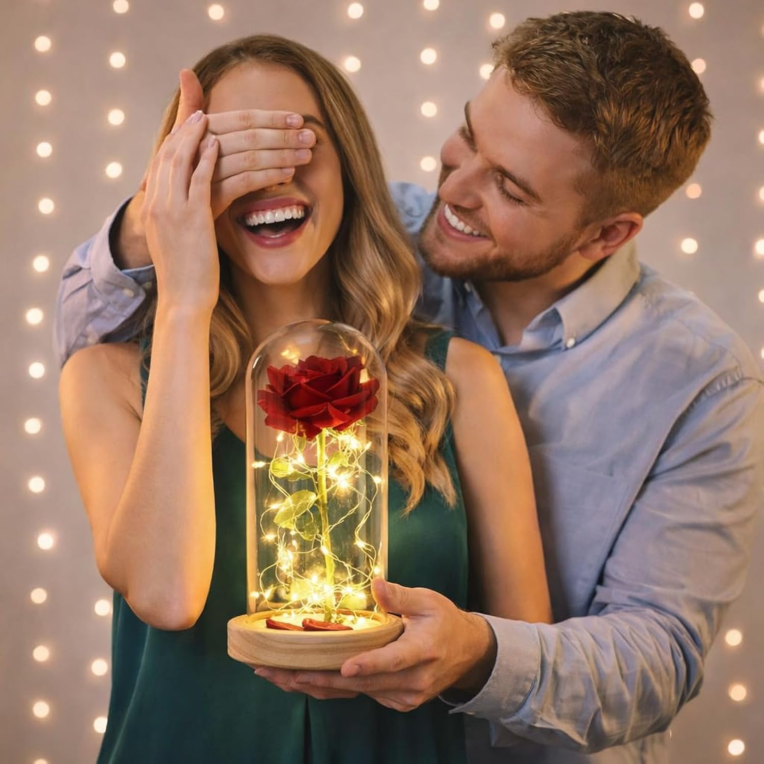 Eternal Red Rose In Glass Dome With Led Lights – Light Up Artificial Rose Décor – Romantic Gift For Women With Gift Box For Anniversary, Birthday, Valentine’S Day, Or Holiday Season