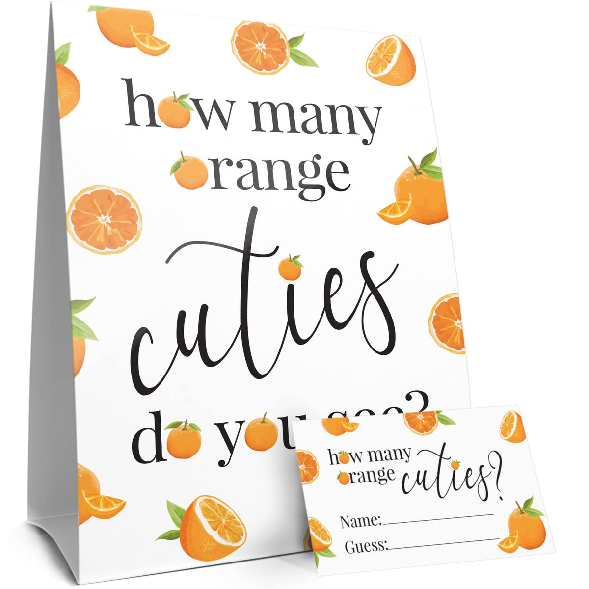 Orange Little Cutie Baby Shower Game, How Many Cuties In The Jar (1 Sign & 30 Guessing Cards)