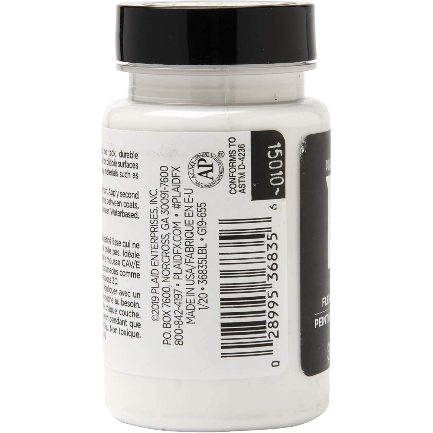 PlaidFX Smooth Satin Flexible Acrylic Paint Ideal for Pliable Surfaces and Cosplay Costumes, Non-Cracking or Peeling, No-Tack, Durable, 3 oz, Blizzard