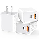 3 Pack USB C Wall Charger, 20W Durable Dual Port QC+PD 3.0 Power Adapter