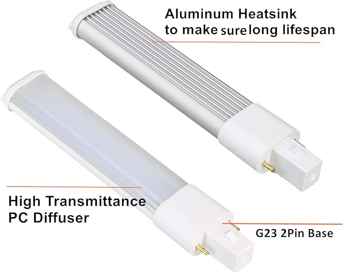 G23 LED Bulbs 2 Pack 5W PLS-9W CFL Replacement 2 Pin Daylight White Ballast Compatible