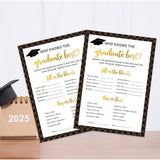 Who Knows The Graduate Best Game-Set Of 30, Graduation Party Cards, How Well Do You Know The Grad, Graduation Party Games, 2025 Party Supplies Decoration-Wktg01