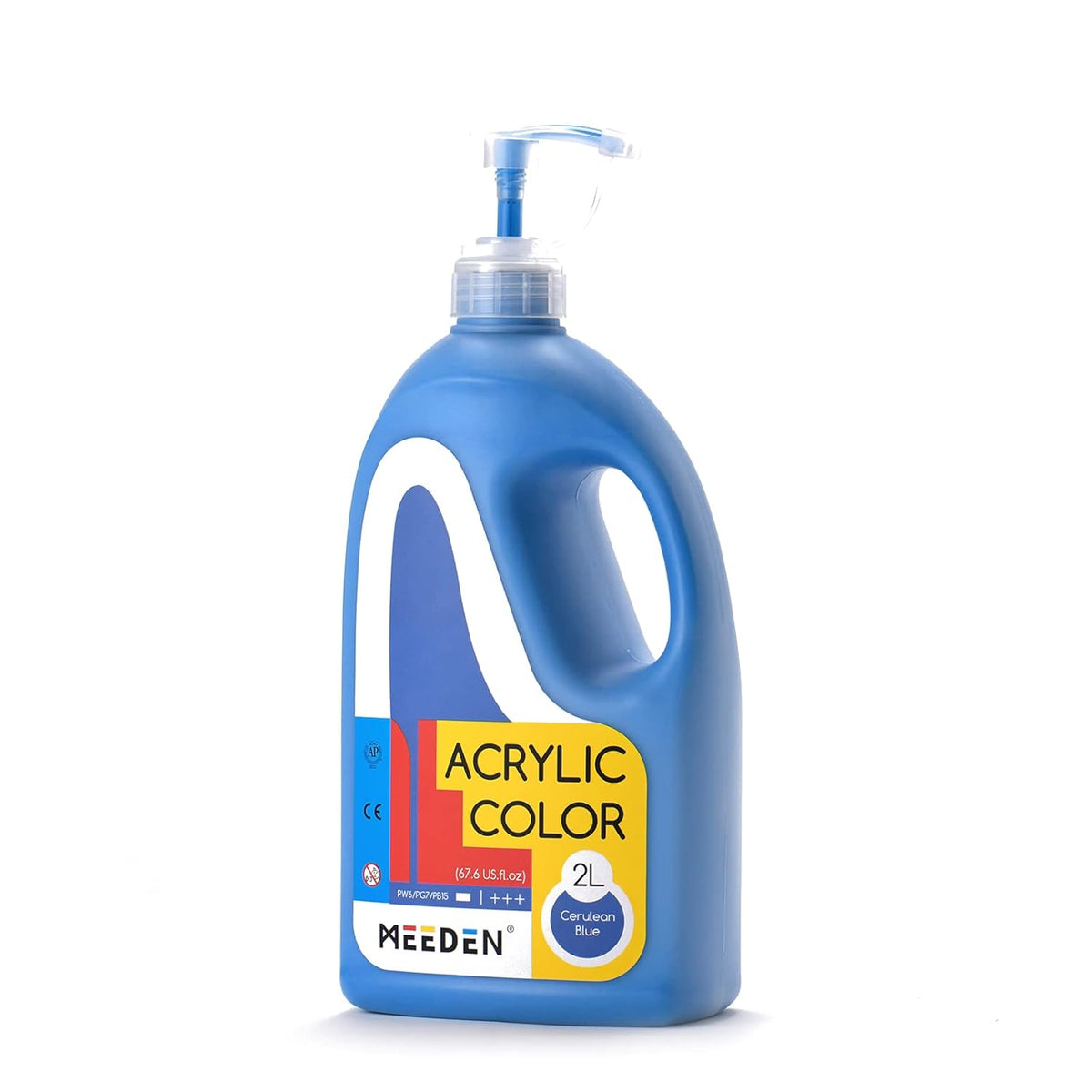 Cerulean Blue Acrylic Paint With Pump Lid, 1/2 Gallon (2L /67.6 Oz.) Soft Body Non-Toxic Rich Pigment Color, Perfect For Art Class, Wall Painting, Painting Party & Creative Diy