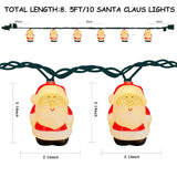 Christmas Santa String Lights - 8.5Ft Santa Claus Decorations With 10 Led Lights For Xmas Tree, Home, Garden, Party & In