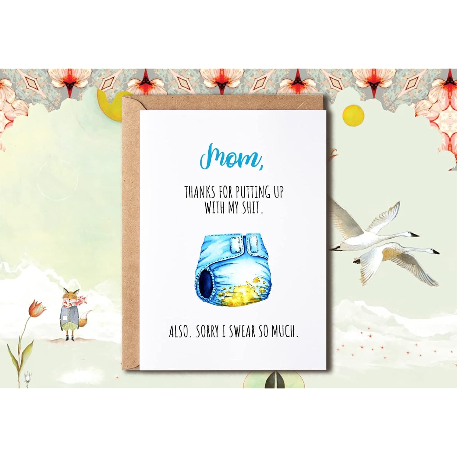Mom Thanks Card - Thank You For Putting Up With My Shit Card - Funny Card For Mother'S Day - Poop Baby Card