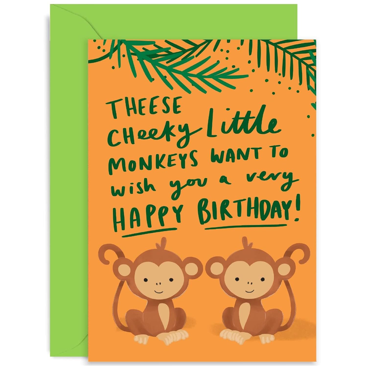 Old English Co. Little Monkeys Birthday Card To Daddy Mummy - Cheeky Monkeys Fun Card For Dad Mum Birthday From Son Or Daughter | Blank Inside With Envelope