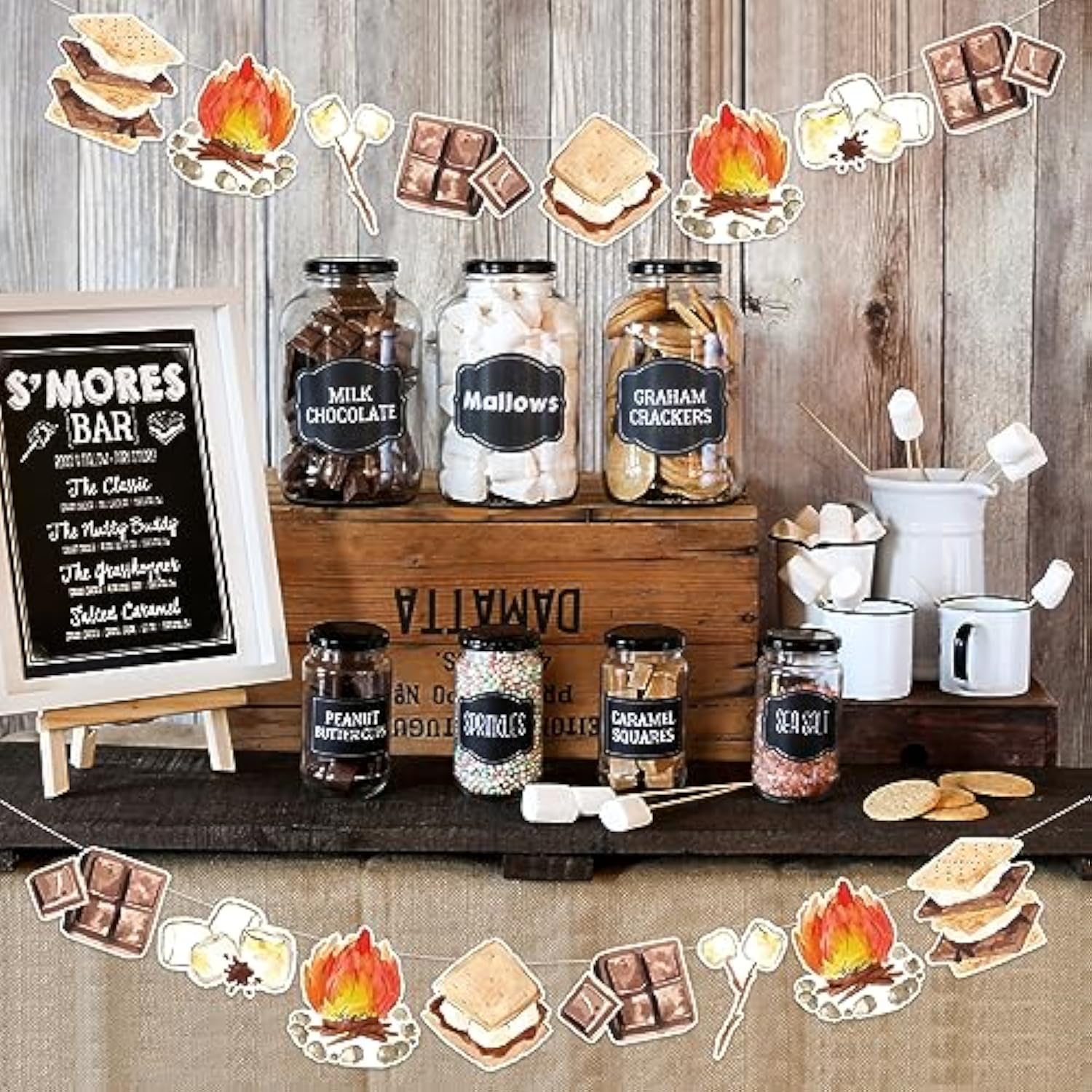 S’Mores Party Decorations, 2Pcs S’Mores Party Banners For Camping Campfire Camper Birthday Baby Shower Party Supplies
