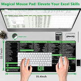 Excel Cheat Sheet Desk Pad, Upgraded Pro Version, Excel Shortcuts Mousepad Stitched Edges, Nonslip Base Keyboard Mats, Xxl Giant Mouse Pads For Desk, 35.4”X15.7”, Back To School
