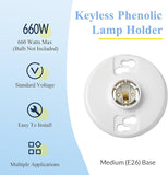 E26 Medium Base Light Socket Replacement 6 Pack UL Listed Keyless Lamp Holder 660W 250V