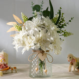 Fake Flowers With Vase Silk Flowers In Vase Dahlia Flowers Arrangement Suitable For Home Office Decoration, Dining Table Centerpiece (Dahlia-White)