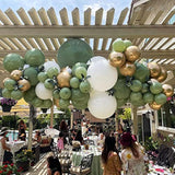 60 Pcs White Sage Green Balloons Latex Balloons With Artificial Eucalyptus Leaves Confetti Balloons For Birthday Baby Bridal Shower Wedding Party Decoration